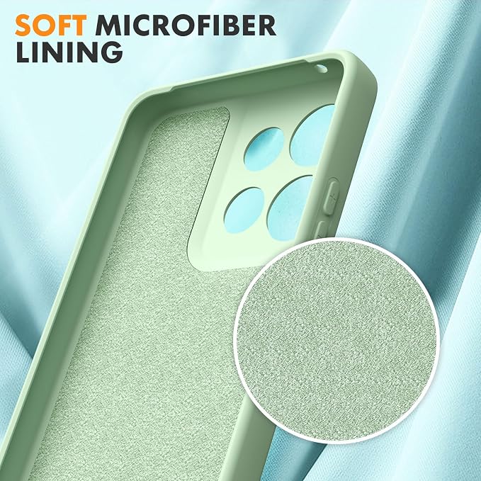 for Motorola Moto G 2025 Case, 2 Pack Tempered Glass Screen Protectors, Soft TPU Liquid Silicone Shockproof Gel Case-Matcha Green