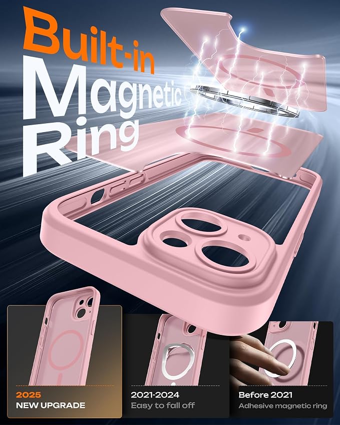 TOCOL for Phone 14 Case, Compatible with Magsafe Charger, Full Camera Protection, Drop Protection, Translucent Matte Phone Case for iPhone 14 6.1 inch (Light Pink)