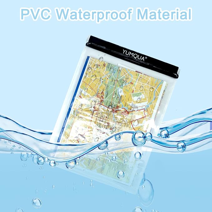 YUMQUA Waterproof Bags Large Size 3 Pack, Clear Watertight Pouch Holder for Document Map Camera Mobile Phone Car Key, fits Kayaking Boating Hiking Water Sports