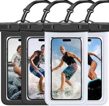 Waterproof Phone Pouch IP68 Floating Waterproof Phone Case, Dry Bag Beach Cruise Essentials with Adjustable Lanyard for iPhone 16 Pro Max / 15 Pro/Galaxy S24 S23 (Black & Clear)