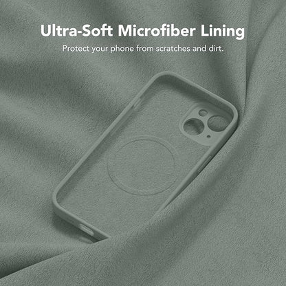 Magnetic for iPhone 14 Case, Compatible with MagSafe, [Full Camera Protection][Screen Protector] Silicone Shockproof Protective Phone Case for iPhone 14 6.1 inch, Calke Green