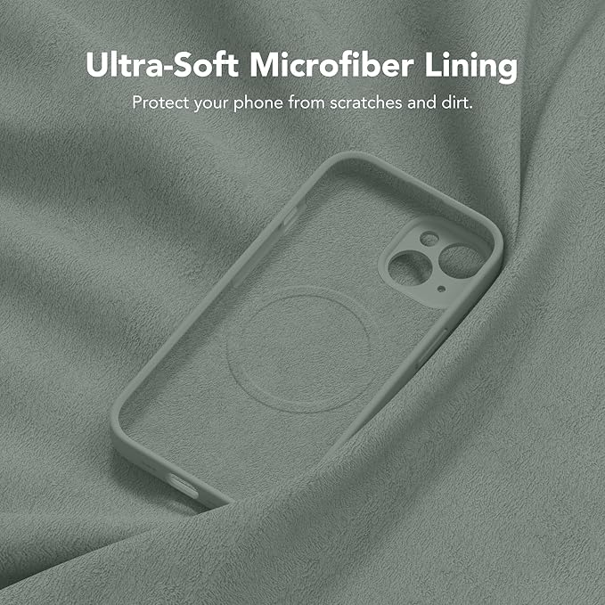 Magnetic for iPhone 15 Case, Compatible with MagSafe, [Screen Protector + Full Camera Protection], Silicone Shockproof Anti-Scratch Protective Phone Case for iPhone 15 6.1", Calke Green