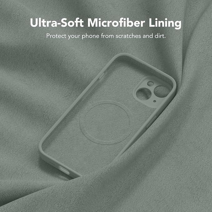 Magnetic for iPhone 15 Plus Case, Compatible with MagSafe, [Full Camera Protection][Screen Protector] Silicone Shockproof Protective Phone Case for iPhone 15 Plus 6.7", Calke Green