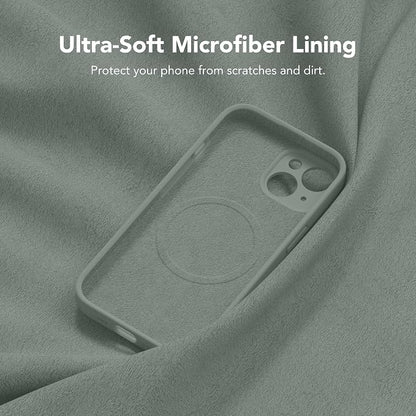 Magnetic for iPhone 15 Plus Case, Compatible with MagSafe, [Full Camera Protection][Screen Protector] Silicone Shockproof Protective Phone Case for iPhone 15 Plus 6.7", Calke Green