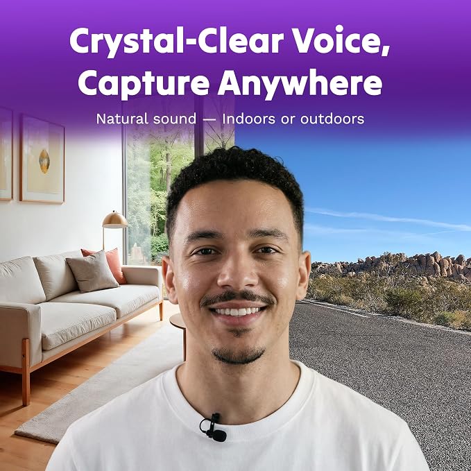 Purple Panda Wired Lavalier Microphone Omnidirectional – Attachable Lapel Mic Compatible with GoPro, DJI, Insta360, Tablet, iPad, DSLR, Camera, Ideal for Social Media Content Creators