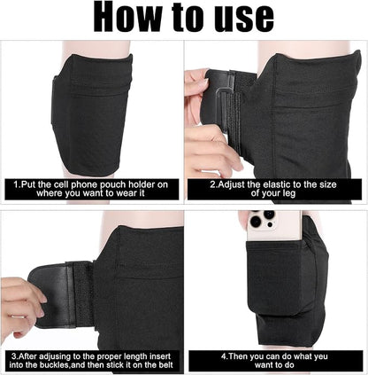 Leg Phone Holder, Cell Phone Leg Straps Ankle Wallet Thigh Holder Wallet Calf Straps Adjustable Arm Pouch Non Slip Sports Armband Storage Bag for Equestrian Jogger Running Workout