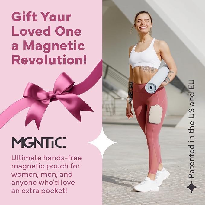 Running Phone Holder – Max Comfort Lightweight Magnetic Pouch for Running & Fitness, Strap-Free Hands-Free Carrier for Waist, Thigh or Chest – Splash Resistant, Breathable – Fits All Phones– Off-white