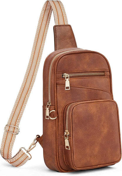 Anti Theft Crossbody Bags for Women,RFID Sling Bag Travel Purse,Vegan Leather Cross Body Purses Chest Bag for Travel(Pure Brown) | Multi-Pocket, Structured bag, Any Occasion
