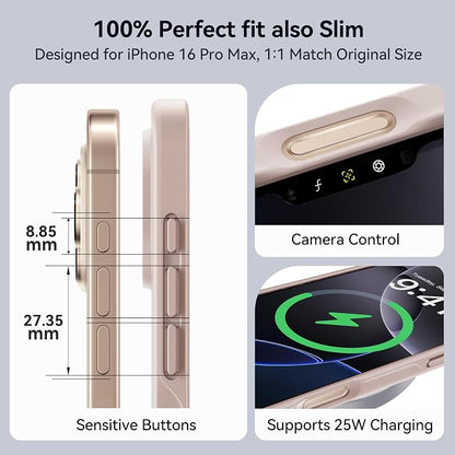 CASEKOO for iPhone 16 Pro Case, [Never Yellow Technology] [Mil-Grade Drop Protection] Translucent Slim Cover Women Men for iPhone 16 Pro Case Phone Case 6.1 inch, Rose Gold