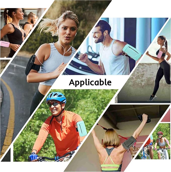 Running Armband, Adjustable Sports Band for Jogging, iPhone Workout Armband, Cell Pouch for Exercise Men Women (Leather Style in Black)
