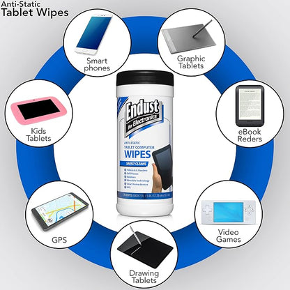 Endust For Electronics Screen Cleaner Wipes, Electronics Surface Cleaning Wipes, For Tablet, E-Reader, Computer Monitor, Laptop, Phone, TV, GPS, Pre-Moistened, Alcohol & Ammonia Free, 70 Count (12596)