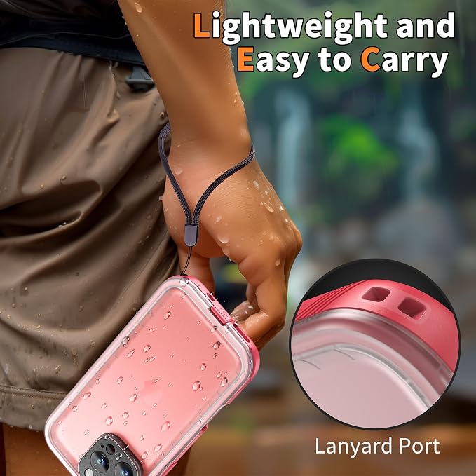 Cozycase for iPhone 16 Pro Max Case Waterproof - 360 Heavy Duty with Screen/Camera Protector Shockproof IP68 Underwater Dustproof Water Shock Proof Full Body/Front and Back Case Pink/Frosted Clear
