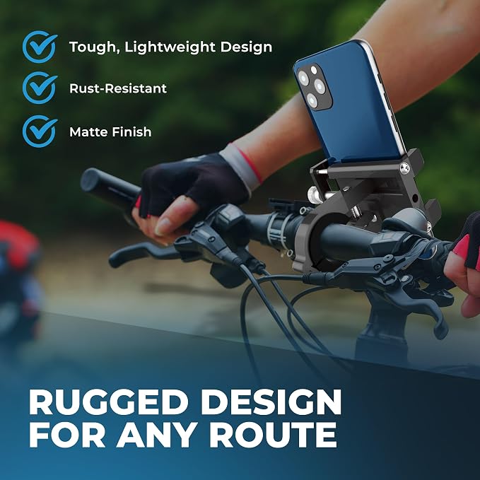 Roam Universal Cell Phone Holder Mount, Adjustable Fit for Smartphones 2" - 3.8" Wide, 7" L x 0.5" H, Hands Free Navigation System for Motorcycle eBike Dirt Bike Road Bike Cruiser Moped Scooter