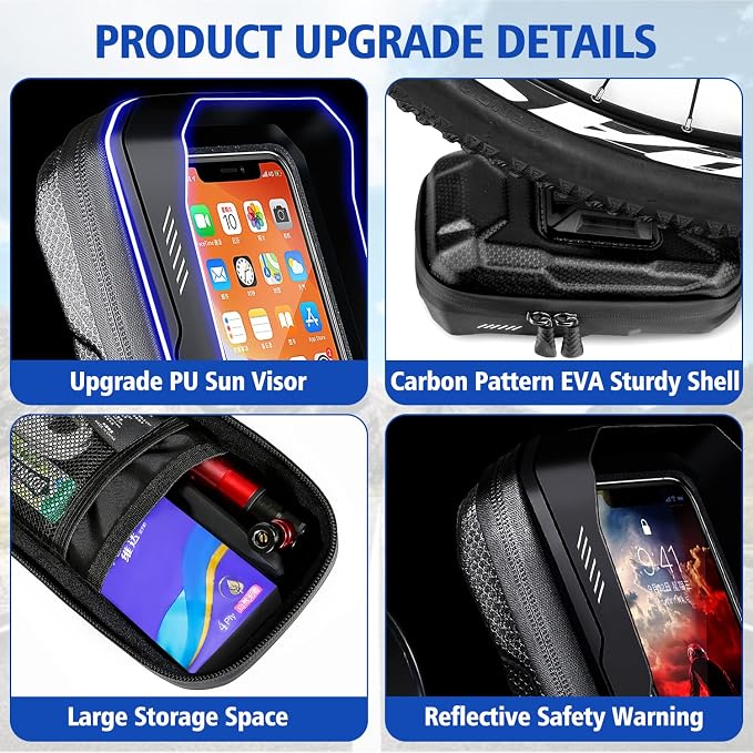 BKNOOU Motorcycle Phone Holder Waterproof Motorcycle Cell Phone Mount 360°Rotation Anti-Shake Upgrade Sun Visor Rain Cover Rearview Mirror Phone Holder Motorbike for Smartphone 4.5" to 6.9"