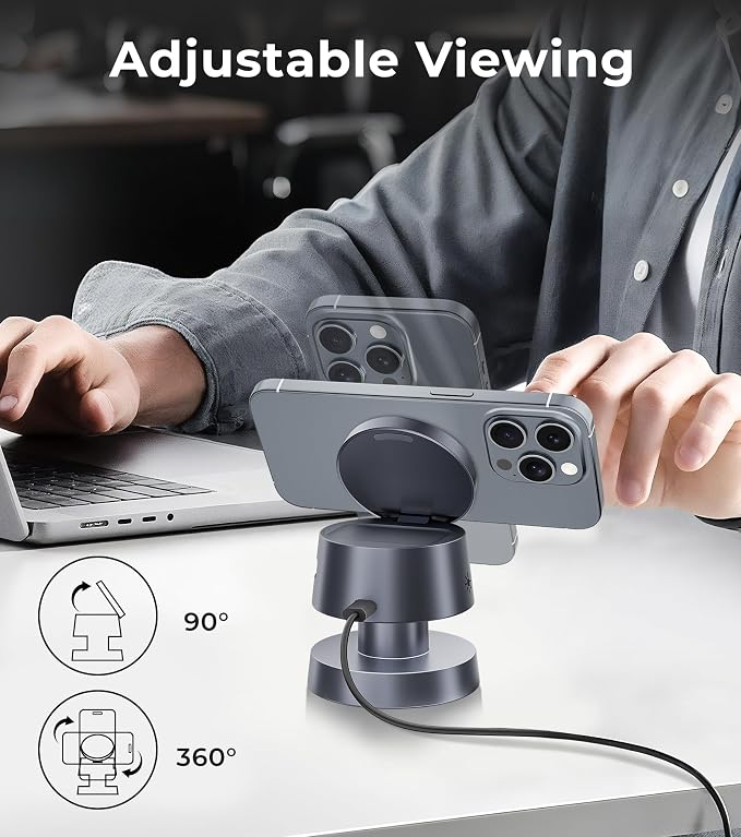 4-in-1 Magnetic Wireless Charging Station for iPhone 17/16/15/14 Pro Max, with Night Lamp and 20W Adapter Wireless Charging Station Fast Charging for Apple Watch, Earphones & Multiple Devices