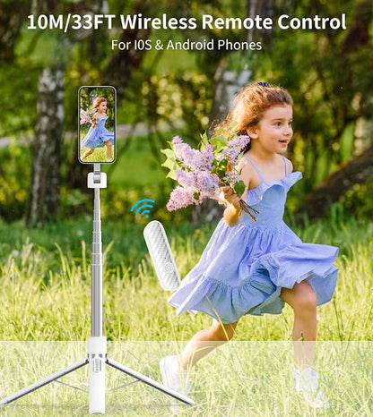 Phone Tripod Chargeable Remote,Wireless Remote,Shutter Compatible with iOS 5.0+ & Android 7.0+ Smartphones（White）