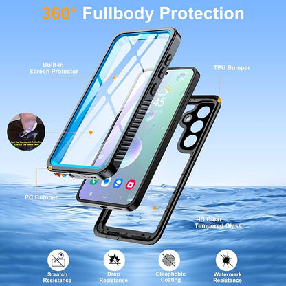 for Samsung Galaxy S25 Plus Case, IP68 Waterproof with Built-in Screen&Lens Protector [14FT Military Shockproof] Full Body Heavy Duty Protective Phone Case for S25 Plus 5G, Blue