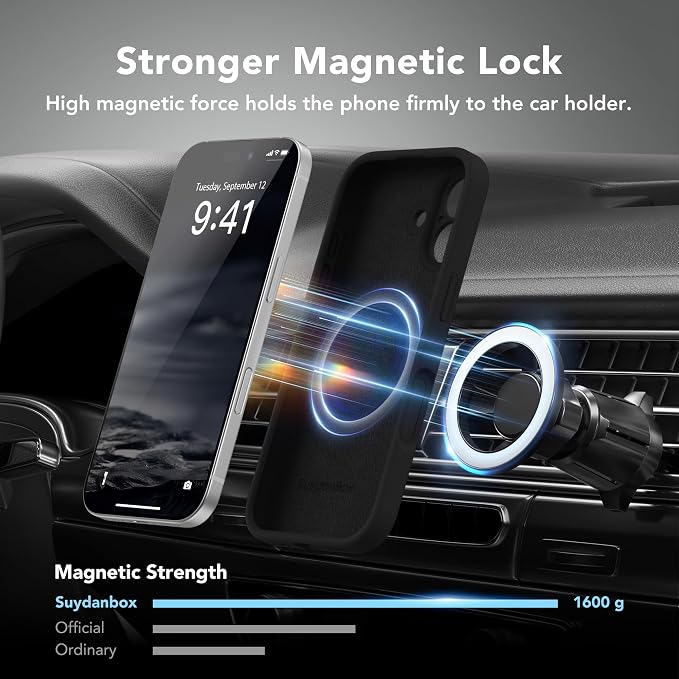 Magnetic for iPhone 16 Case, Compatible with MagSafe, [Screen Protector + Full Camera Protection], Silicone Shockproof Anti-Scratch Protective Phone Case for iPhone 16 6.1", Black