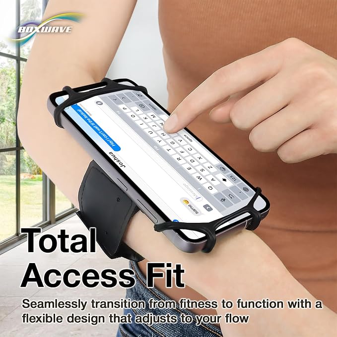 BoxWave Holster Compatible with Samsung Galaxy Z Fold 4 - ActiveStretch Sport Armband, Adjustable Armband for Workout and Running - Jet Black