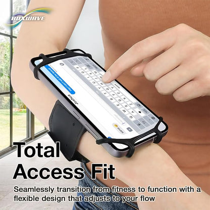 BoxWave Holster Compatible with Samsung Galaxy Z Fold 4 - ActiveStretch Sport Armband, Adjustable Armband for Workout and Running - Jet Black