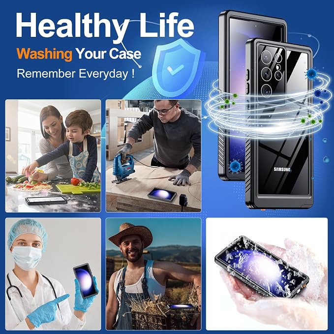 Hualele for Samsung Galaxy S23 Ultra Case Waterproof, Built in Lens & Screen Protector Rugged Full Body Protective Military Grade Drop Protection IP68 Underwater Cover Case for Galaxy S23 Ultra Black