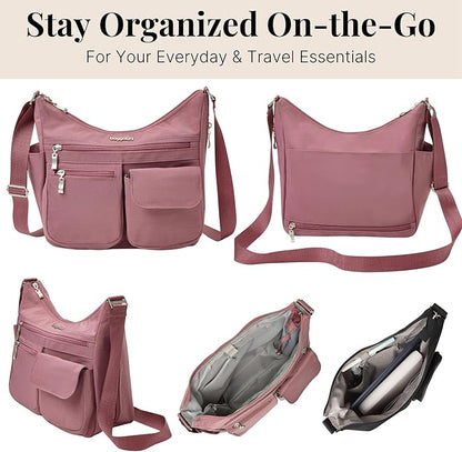 Baggallini womens Everywhere Bagg Crossbody Women 11x9 Lightweight Nylon Hobo Water-resistant Travel Bag W/Rfid