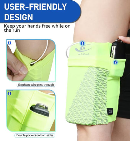 HiRui Universal Sports Armband Cell Phone Armband Sleeves Running Armband for Exercise Workout, Compatible with iPhone 17/17Plus/Pro/16/15/15Plus/14 Samsung Galaxy All Phones (Large, Bright Yellow)
