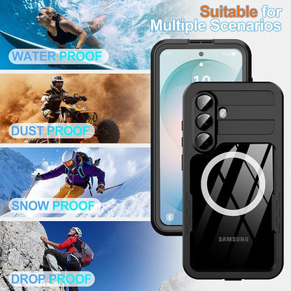 GOLDJU for Samsung Galaxy S26 Plus Case Waterproof, S26 Plus Case with Built-in Screen & Lens Protector, Shockproof Full Body Protection Phone Case, Compatible with MagSafe/Wireless Charging, Black