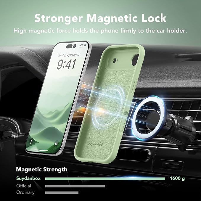 Magnetic for iPhone Air Case, Compatible with MagSafe, [Full Camera Protection][Screen Protector] Silicone Shockproof Protective Phone Case for iPhone 17 Air 6.5", Matcha