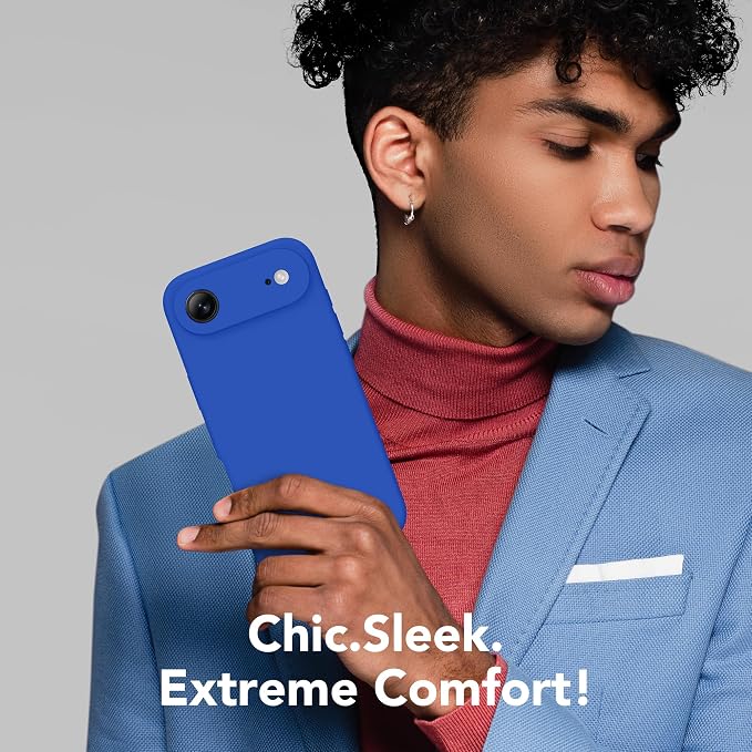 Magnetic for iPhone Air Case, Compatible with MagSafe, [Full Camera Protection][Screen Protector] Silicone Shockproof Protective Phone Case for iPhone 17 Air 6.5", Klein Blue