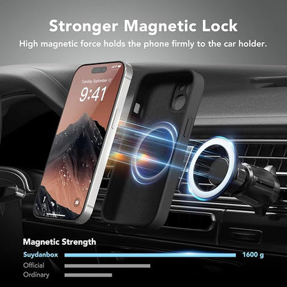 Magnetic for iPhone 15 Plus Case, Compatible with MagSafe, [Full Camera Protection][Screen Protector] Silicone Shockproof Protective Phone Case for iPhone 15 Plus 6.7", Black