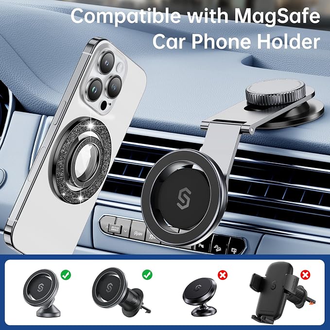 Syncwire Magnetic Phone Grip for MagSafe, Sparkle Ring Holder, Rotatable Kickstand Bling Ring Stand Removable MagSafe Accessories for iPhone 17 Pro Max 16 15 14 13, Android, Samsung etc.
