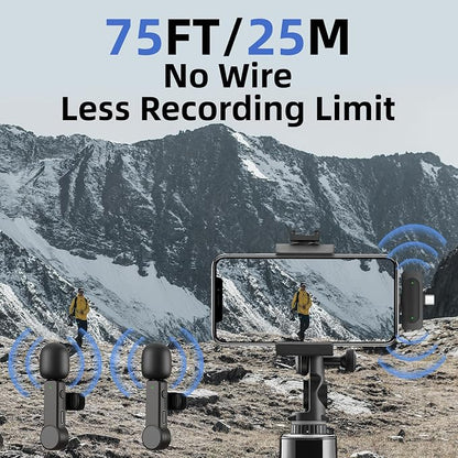 Wireless Lavalier Lapel Mini Microphone for iPhone iPad Android - Noise Cancelling Phone Microphone USB C for Video Recording Vlog TikTok YouTube