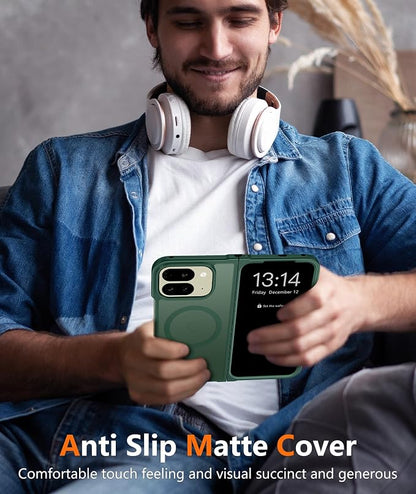 FNTCASE for Google Pixel 10-Pro-Fold Magnetic Case: Translucent Matte Textured Military Grade Drop Protection Cell Phone Cover - Slim Rugged Durable Shockproof Protective Bumper Cases