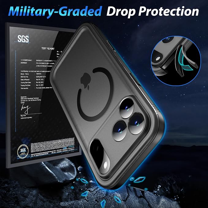 SPORTLINK for iPhone 17 Pro Max Case, IP68 Waterproof Military Protective Full Body Heavy Duty Shockproof 360 Sealed Dustproof with Camera Screen Protector Cover for i Phone 17 Pro Max 6.9" M/Black