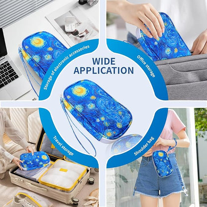 Electronics Organizer Travel Case, Cable Organizer Travel Essentials Tech Pouch,Suitable for Charger, Cable, Phone，Flash Drive,Starry Sky