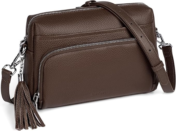 befen Genuine Leather Crossbody Purses for Women Small Crossbody Bags Purse with Built in RFID Blocking Wallet
