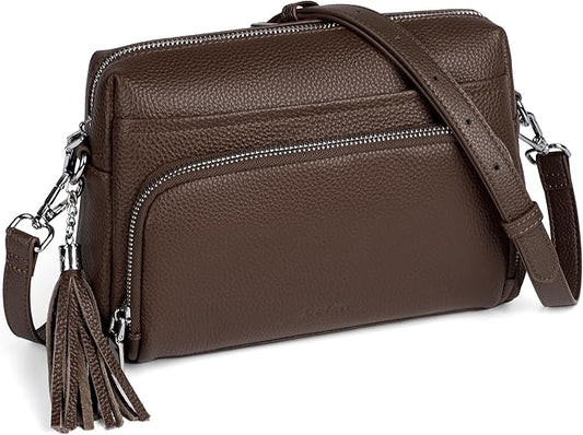 befen Genuine Leather Crossbody Purses for Women Small Crossbody Bags Purse with Built in RFID Blocking Wallet