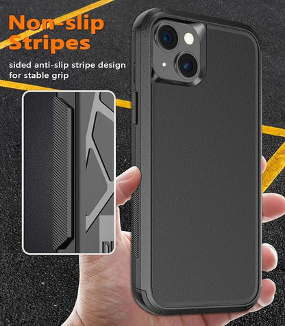 for iPhone 15 Case [Shockproof] [Dropproof] [with Screen Protector ] Heavy Duty Protection Phone Case Cover - Black
