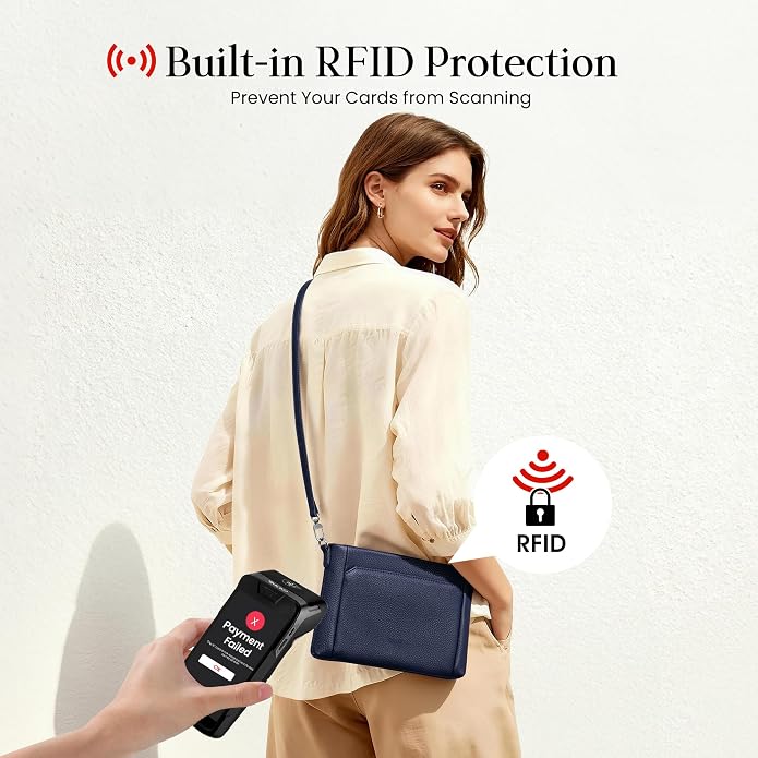 befen Genuine Leather Wristlet Wallet for Women Soft RFID Leather Clutch Purse with Built in Wallet Trendy Crossbody Bag