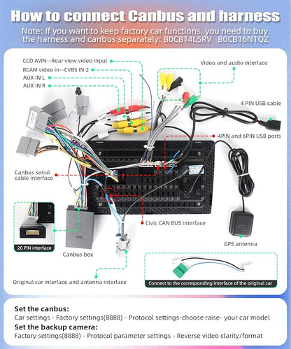 Android 13 Car Stereo Radio for Honda Civic 2016 2017 2018 2019 2020 with Wireless CarPlay Android Auto 1G+32G 9 Inch Touchscreen Bluetooth GPS Navigation WiFi HiFi FM Backup Camera MIC