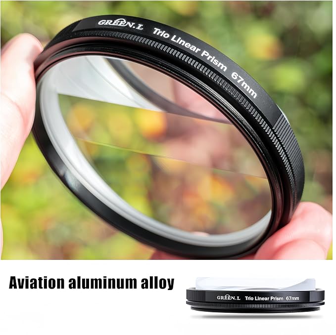 GREEN.L 77mm Motion Blur & Ghost Effect Filter — 360° Rotatable Bilateral Prism for Creative Photos & Videos, Premium Optical Glass with Case & Cloth