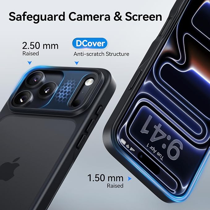 CASEKOO for iPhone 17 Pro Max Case, [Never Yellow Technology] [Mil-Grade Drop Protection] Translucent Slim Cover Women Men for 17 Pro Max Phone Case 6.9 inch, Frosted Black