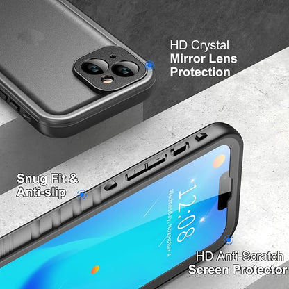 SPORTLINK for iPhone 14 Case - IP68 Waterproof Military Protective Full Body Heavy Duty Shockproof 360 Sealed Dustproof with Camera Screen Protector Cover for i Phone 14 6.1" Black