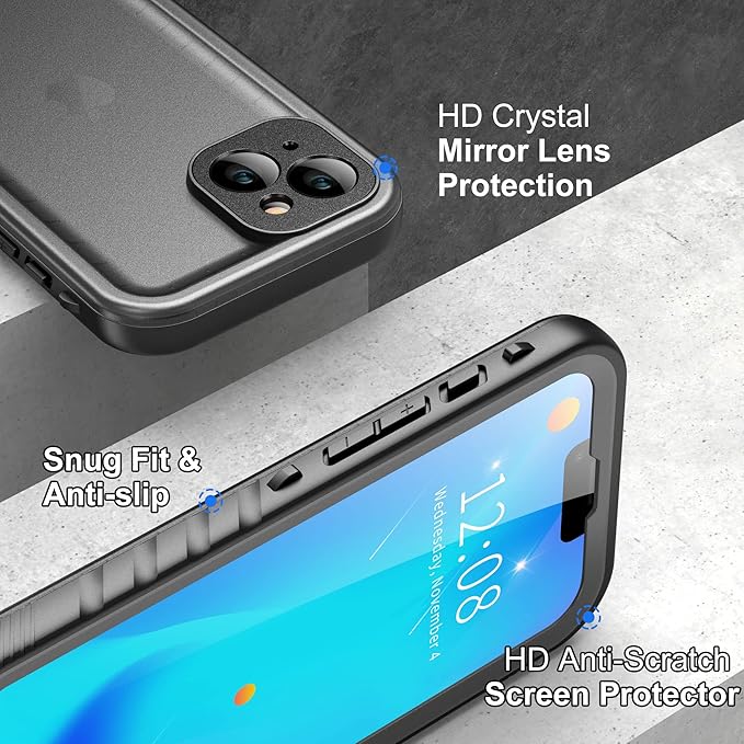 SPORTLINK Waterproof Case for iPhone 13, Shockproof Dustproof 13 Phone Case with Built-in Clear Screen Protector, Full Body Heavy Duty Sealed Protective Cover for iPhone 13 6.1 Inch