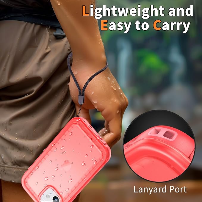 Cozycase Compatible with iPhone 12 Waterproof Case/iPhone 12 Pro Waterproof Case - Full Body Rugged Dustproof Shockproof Case with Built-in Screen Protective Case for iPhone 12/12 Pro 6.1''(Pink)