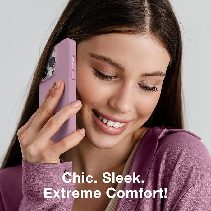 GONEZ for iPhone 14 Pro Case, Compatible with Magsafe, with Screen Protector + Camera Lens Protector, Soft Anti-Scratch Microfiber Lining, Shockproof Liquid Silicone Phone Cover, Blackcurrant