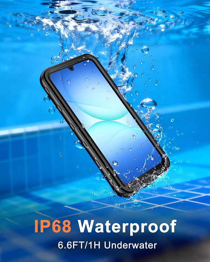 Beasyjoy for Samsung Galaxy A17 5G Case Waterproof, Built-in Screen Protector IP68 Waterproof Dustproof,Full Body Rugged Cover Military Grade Shockproof Protective for Samsung A17 5G 6.7", Black/Clear