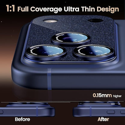 Camera Lens Protector Compatible with iPhone 17 Pro - Metal Frame Tempered Glass Cover, [Anti-Scratch] [Drop-Proof][Strong-Adhesion] Rear Camera Screen Cover- Sparkle Deep Blue
