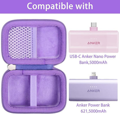khanka Hard Travel Case Replacement with Anker 621 Nano Power Bank,5,000mAh Portable Charger,Case Only (Purple)